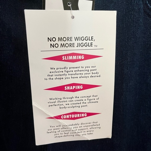 Women With Control Tummy Control Size 16P Wide Leg Crop Stretch Dark Blue Jeans - Picture 3 of 8